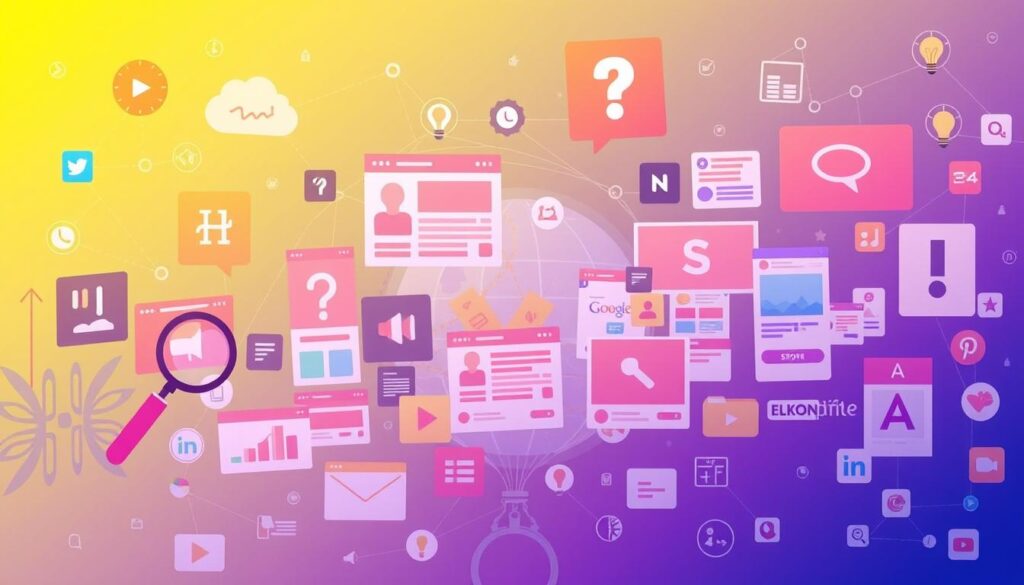 Online advertising transparency
A vibrant collage of social media icons, search bars, and notifications, representing digital communication and content sharing.