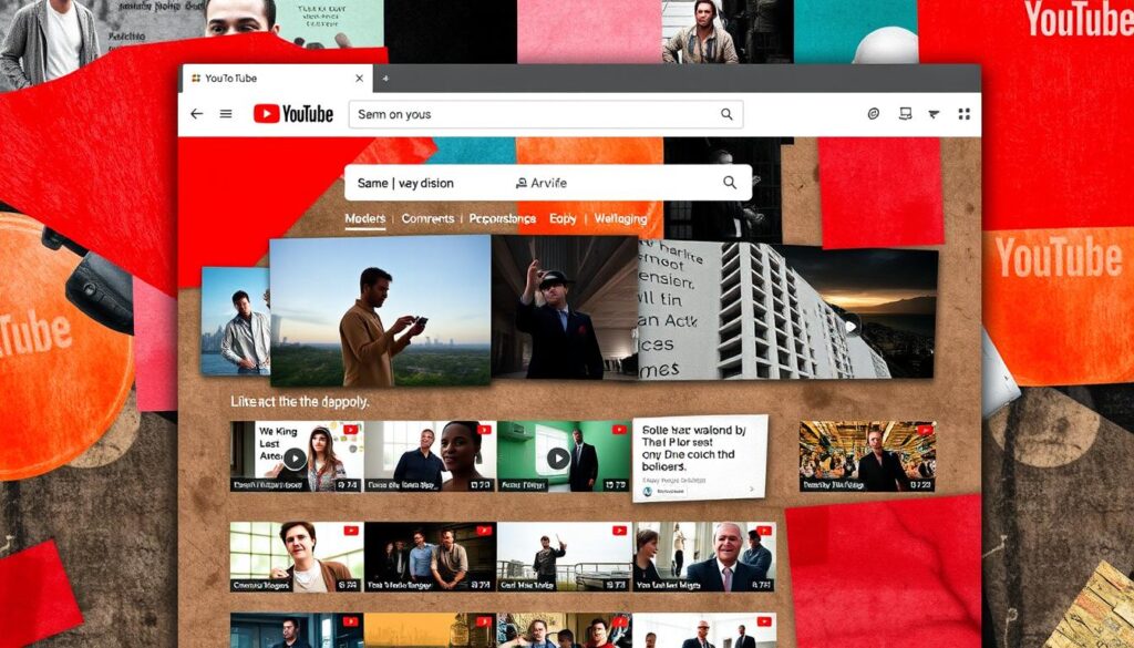 customize youtube homepage A customized YouTube interface with distorted text and video thumbnails.